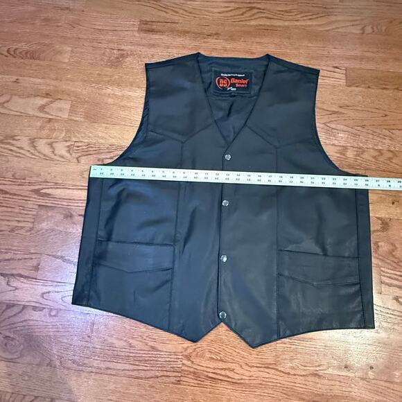 Daniel Smart Motorcycle Leather Vest Black 4XL Biker Riding Vest Pockets - Picture 5 of 6